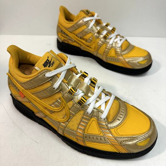 WORN 2x Nike Air Rubber Dunk x Off-White "University Gold" Virgil Abloh 2020 11 - Picture 4 of 12